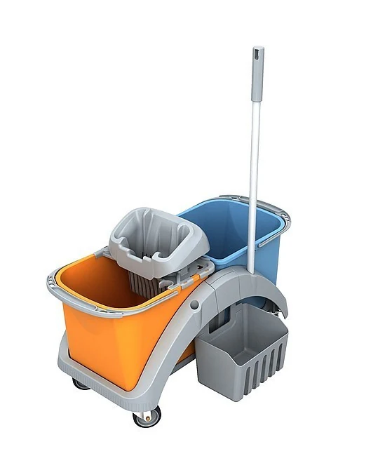 Trolley with wringer for KLIK Kombi, 2 buckets 20 l, basket