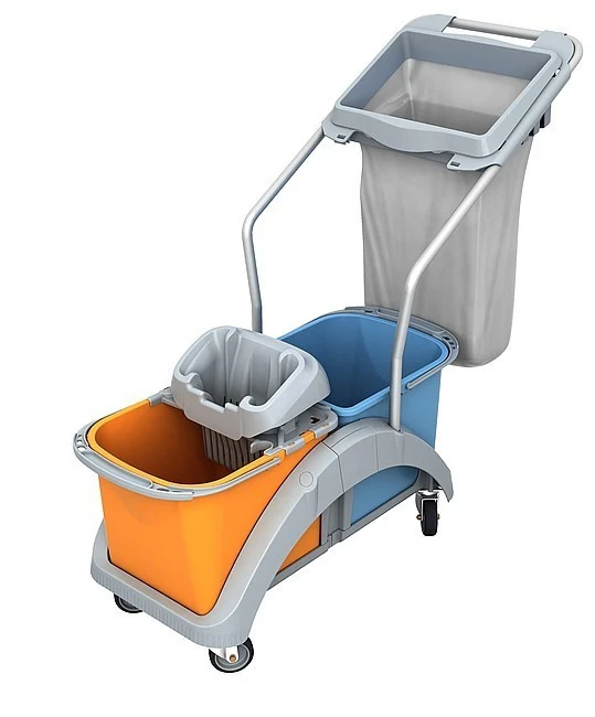 Trolley with wringer for KLIK Kombi, 2 buckets 20 l, frame with waste bag 60 l