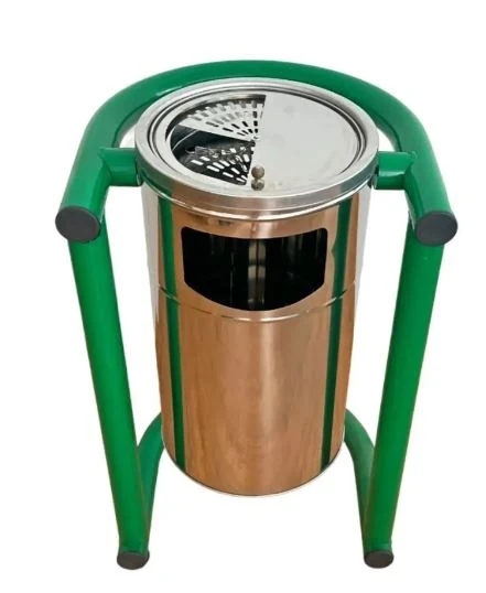Urn ashtray made of stainless steel on a stand for 42 l street