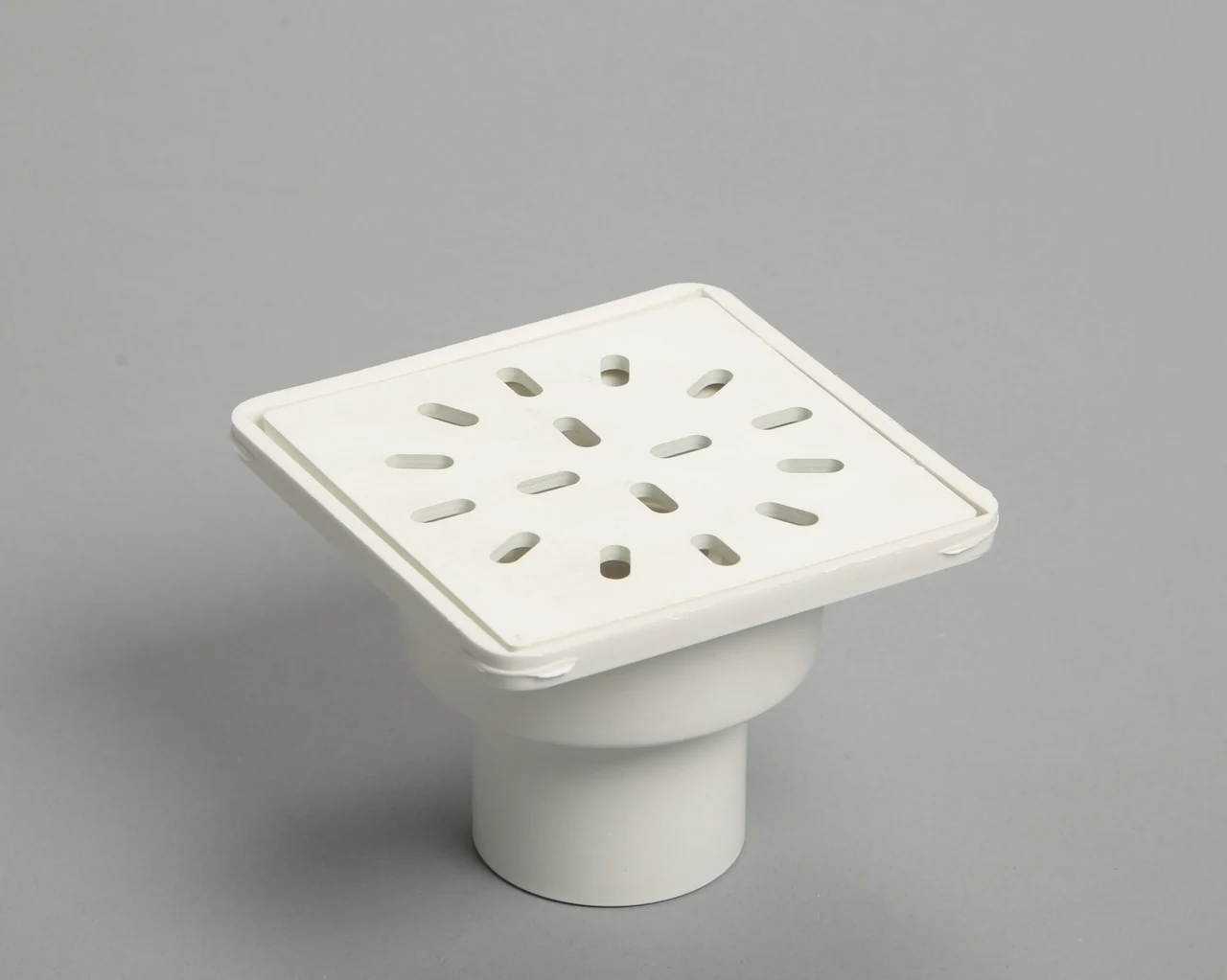 Vertical shower drain D50, with plastic grate 150*150 with dry shutter