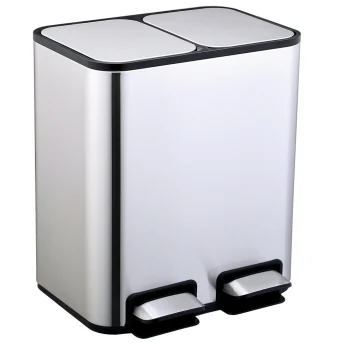 Waste sorting bucket jah 24 l rectangular with pedal and inner bucket silver metallic