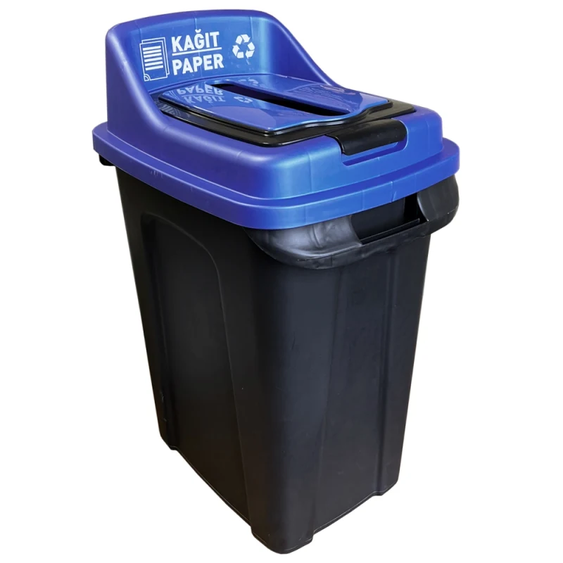 WASTE SORTING TANK PLANET RE-CYCLER 70 L BLACK - BLUE (PAPER)