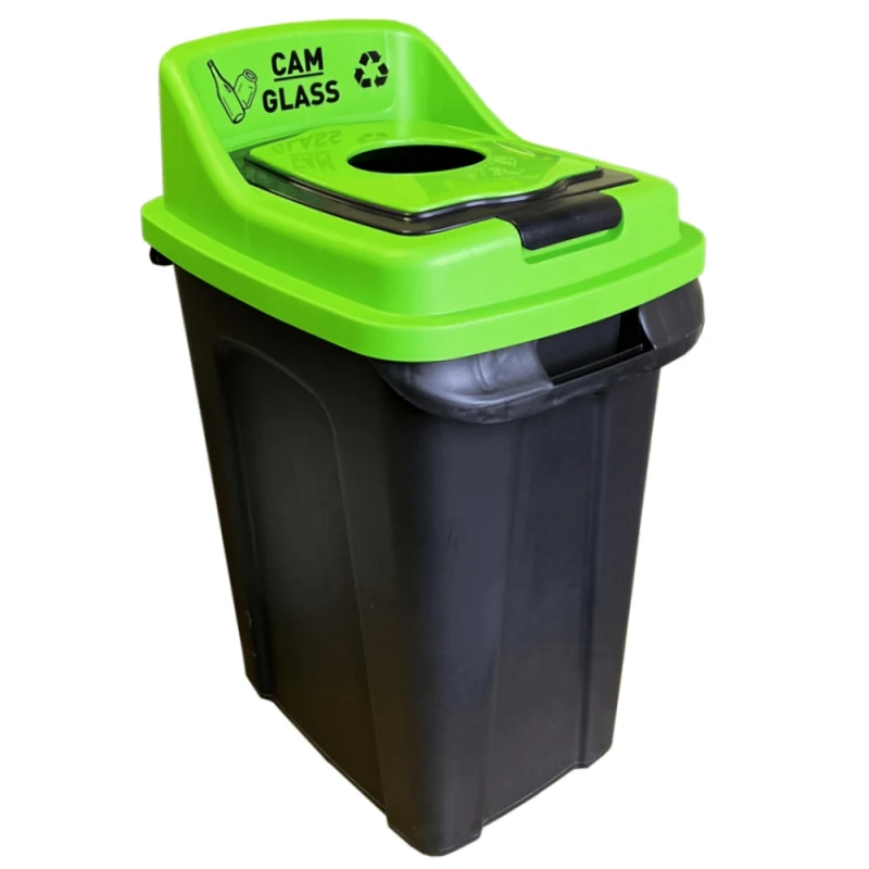 WASTE SORTING TANK PLANET RE-CYCLER 70 L BLACK - GREEN (GLASS)