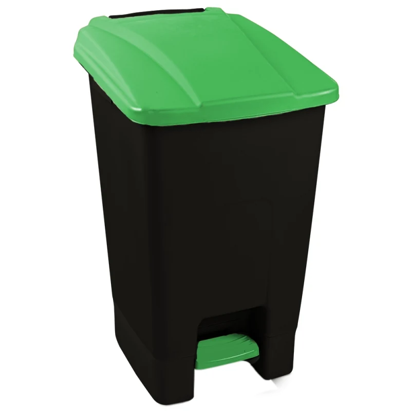 WASTE TANK WITH PEDAL PLANET 70 L BLACK - GREEN
