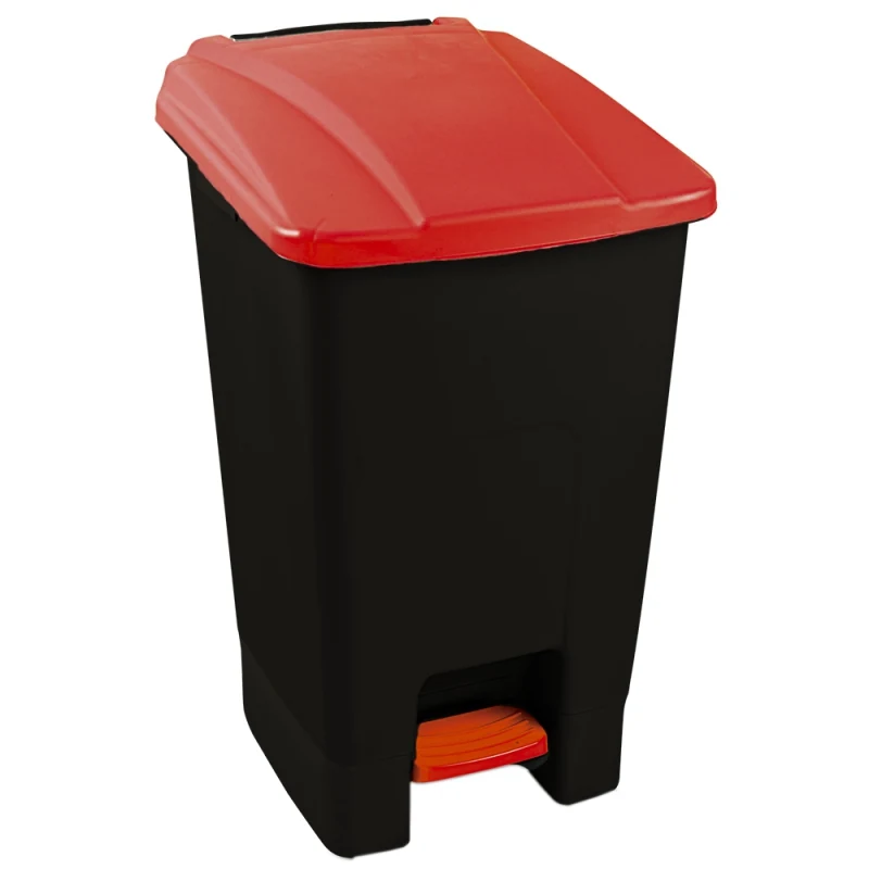 WASTE TANK WITH PEDAL PLANET 70 L BLACK - RED