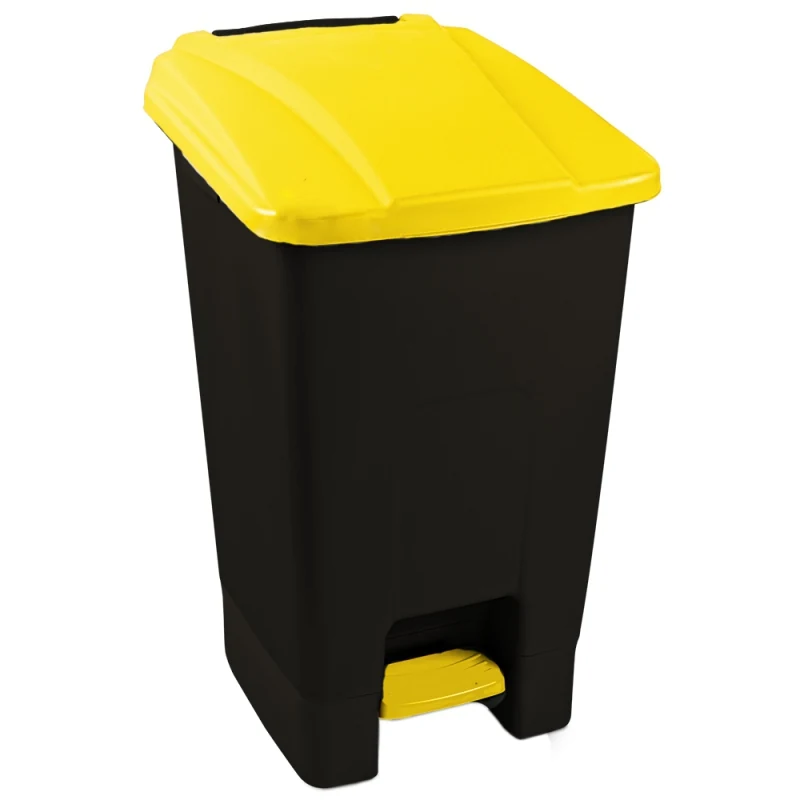 WASTE TANK WITH PEDAL PLANET 70 L BLACK - YELLOW