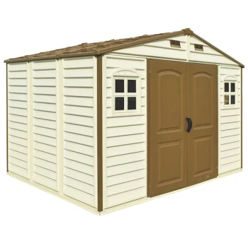 Woodside plastic shed ivory, brown roof 5190