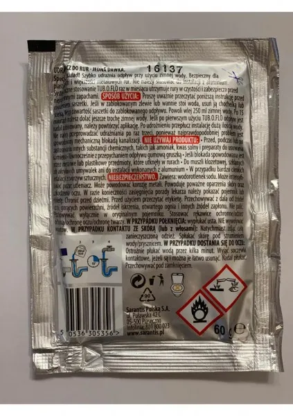 Засіб для очищення труб tub.O.flo XXL, для холодної води 60 гр. TOF60